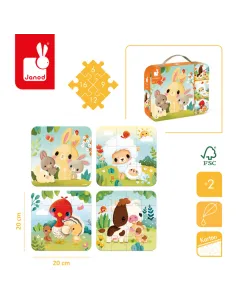 Puzzle w walizce Zwierzątka na farmie Janod 2