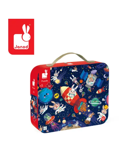 Puzzle w walizce Rakieta kosmiczna 5+ Janod