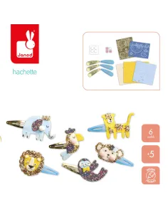 Zestaw kreatywny do tworzenia biżuterii Brokatowe spinki Egzotyczne Janod 2