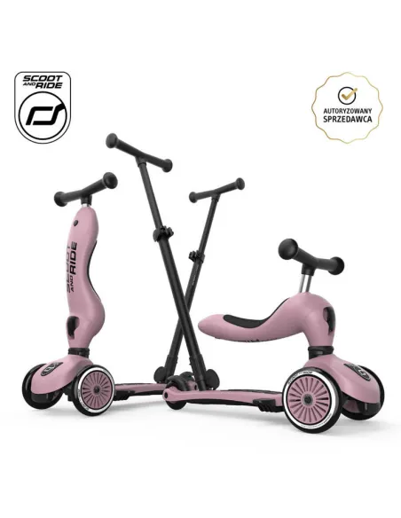 Jeździk i hulajnoga z rączką do prowadzenia Highwaykick 1 Push and Go 2w1 Wildberry SCOOTANDRIDE