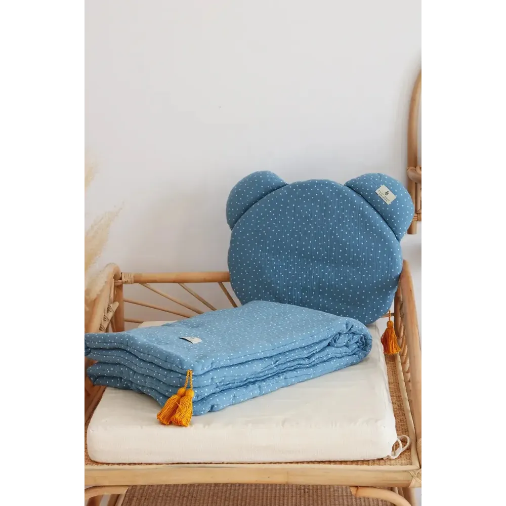 Pościel muślinowa z wypełnieniem BŁĘKITNY W KROPKI COSY COTT