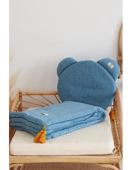 Pościel muślinowa z wypełnieniem BŁĘKITNY W KROPKI COSY COTT