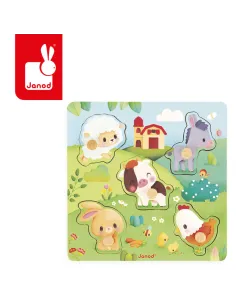 Puzzle sensoryczne drewniane Farma Janod