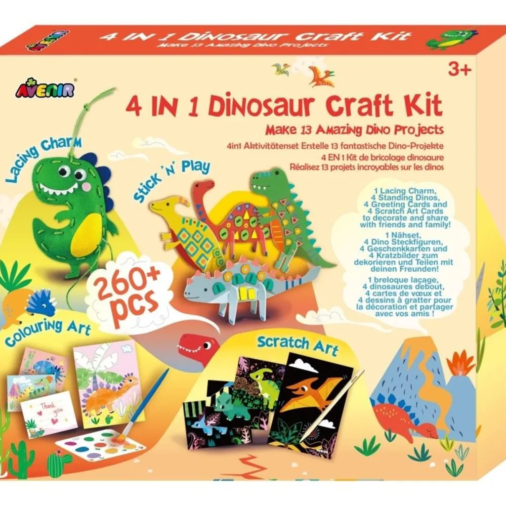 Zestaw artystyczny zestaw do robienia Dinozaurów 4w1 Avenir