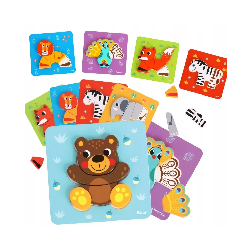 Drewniane Klocki Montessori Zwierzęta TOOKY TOY