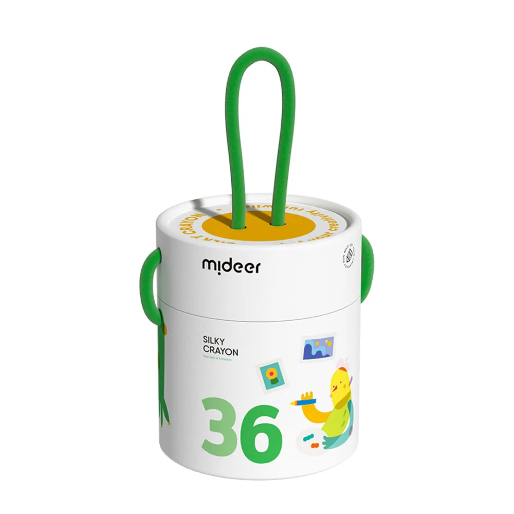 mideer Wiaderko szybkoschnących, miękkich, zmywalnych kredek 36 kolorów