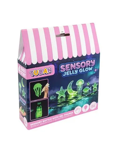 Zestaw Sensory Jelly Glow Butelka Sensoryczna z żelowymi figurkami Tuban