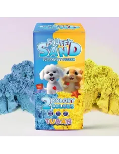 Zestaw Fluffy Sand Puszysty Piasek Niebieski i Żółty Tuban