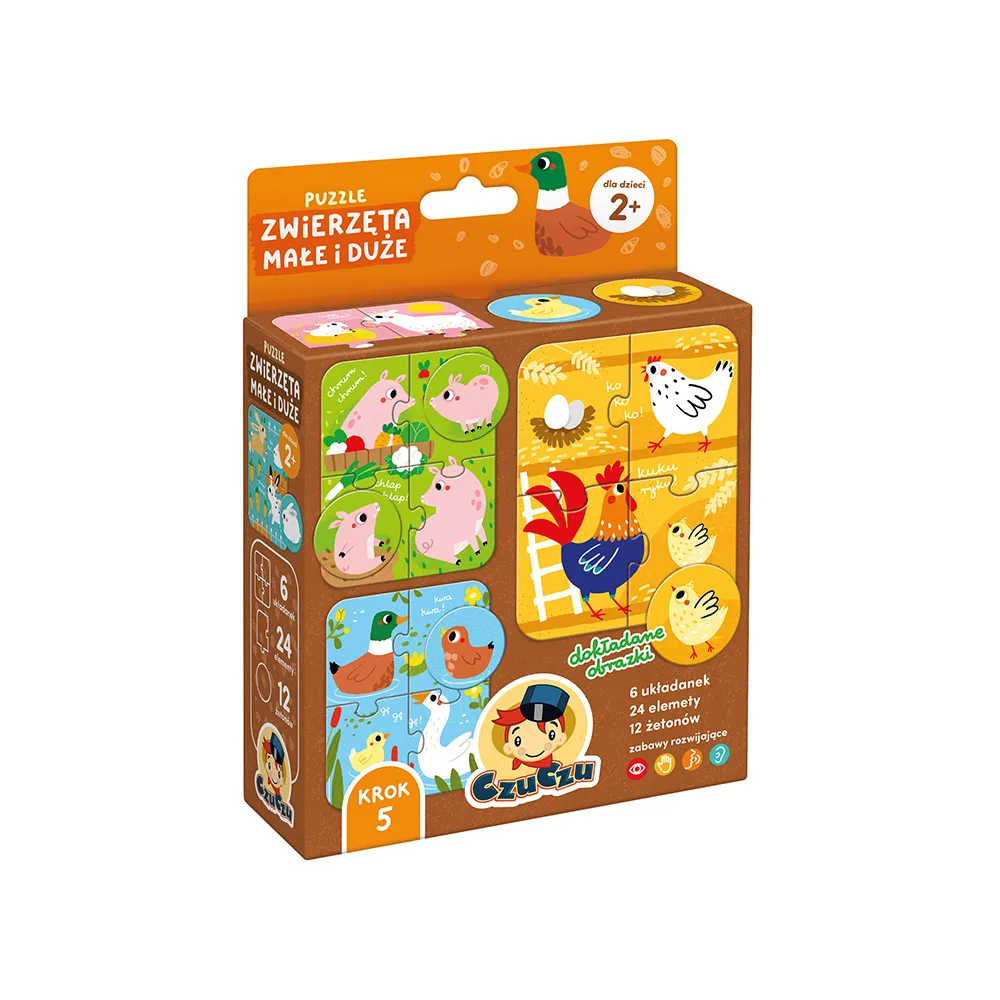 Puzzle Zwierzęta małe i duże 2+ CzuCzu