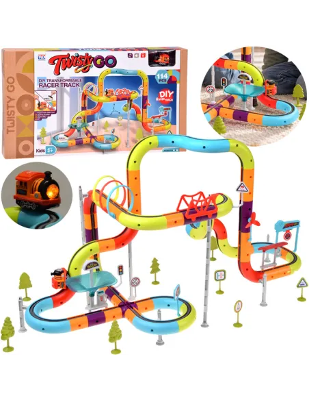 Klocki magnetyczne Tor magnetyczny dla pociągów 114 elementów Jokomisiada