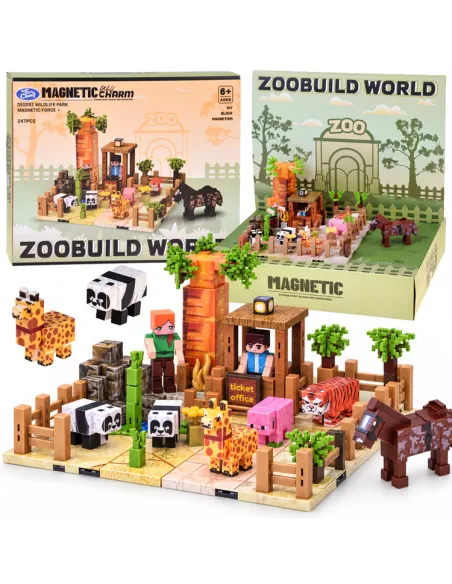 Klocki magnetyczne ZOO sześciany 247elementów Jokomisiada