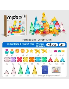 Klocki magnetyczne Wonder Kingdom 48 elementów Mideer 2