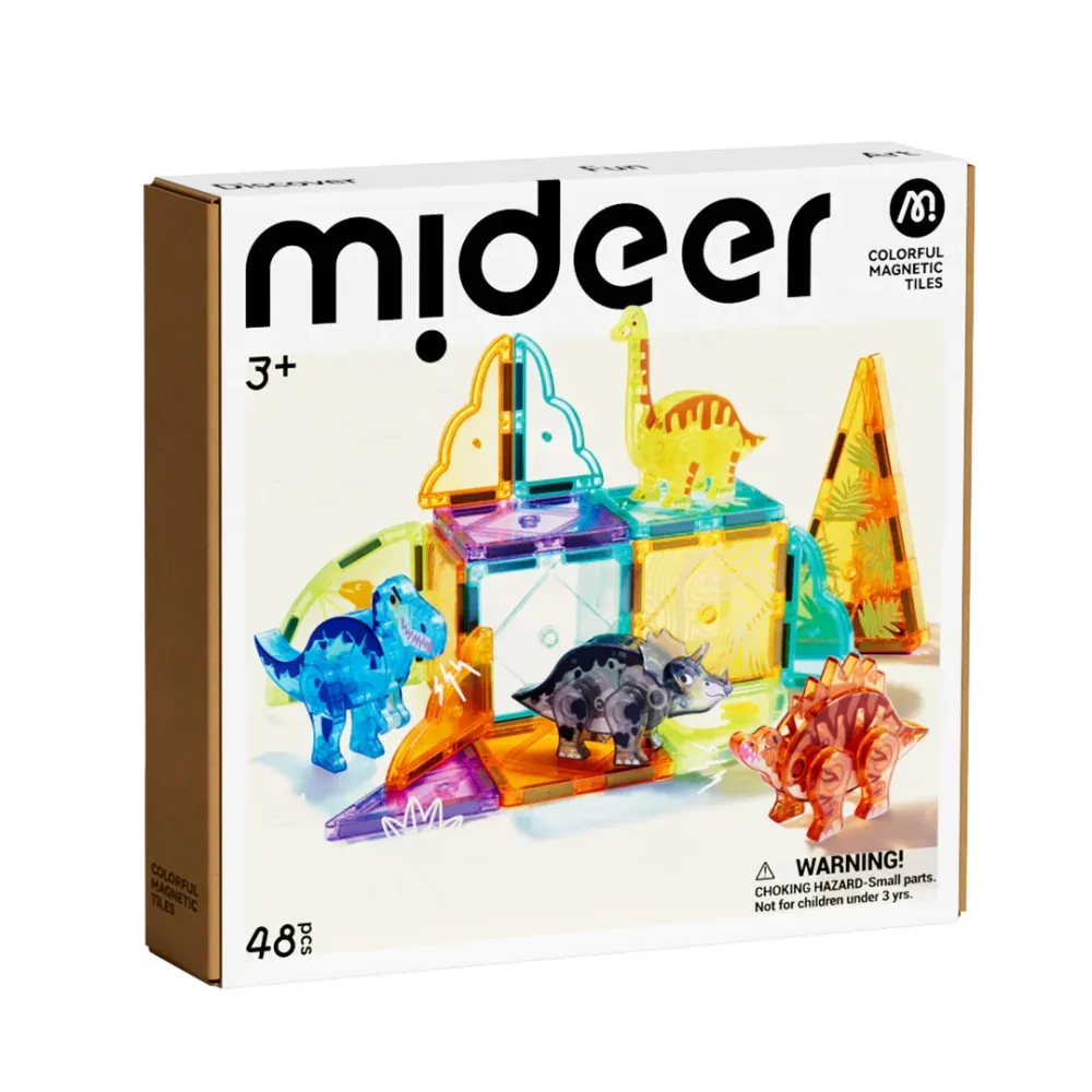 Klocki magnetyczne Dinozaury 48 elementów Mideer