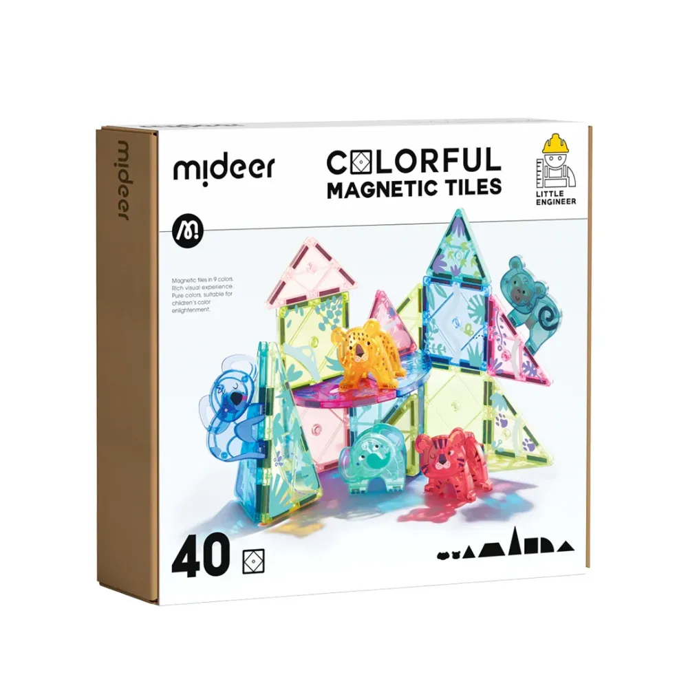 Klocki magnetyczne Zwierzęta 40 elementów Mideer