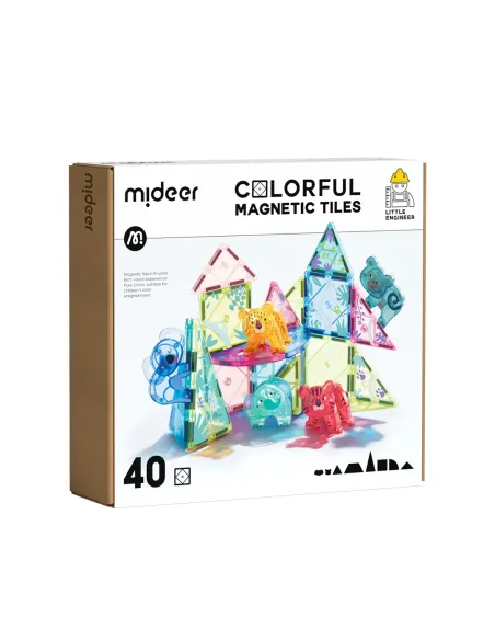 Klocki magnetyczne Zwierzęta 40 elementów Mideer